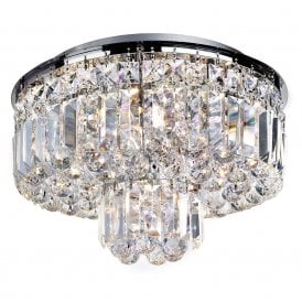 7755-5CC Vesuvius 5 Light Ceiling Fitting In Polished Chrome Finish With Clear Crystal Droplets