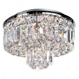 7755-5CC Vesuvius 5 Light Ceiling Fitting In Polished Chrome Finish With Clear Crystal Droplets