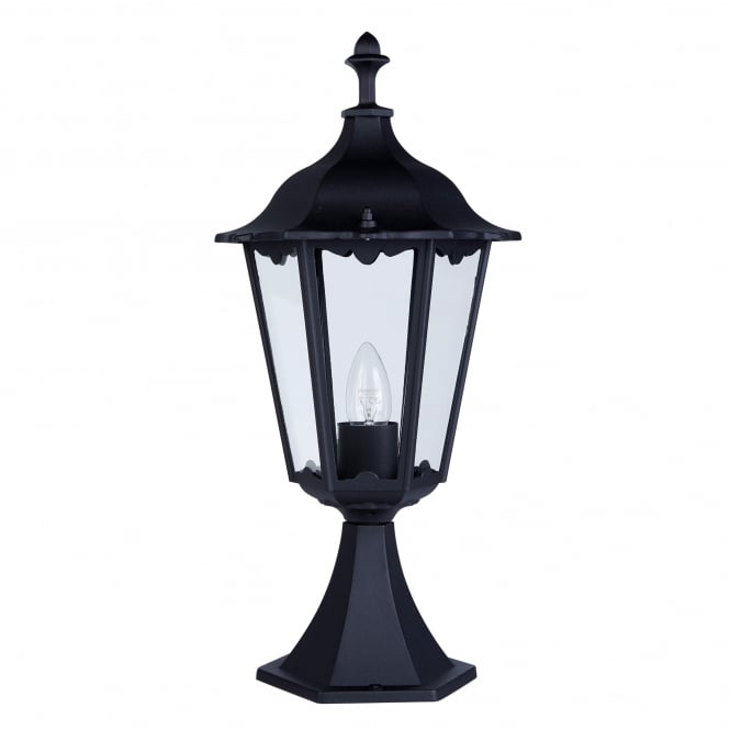 Searchlight Lighting 82503BK Alex Single Light Bollard Lamp In Black Finish With Clear Glass