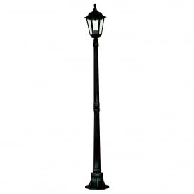 82508BK Alex Single Light Large Outdoor Post Lamp In Black Finish With Clear Glass
