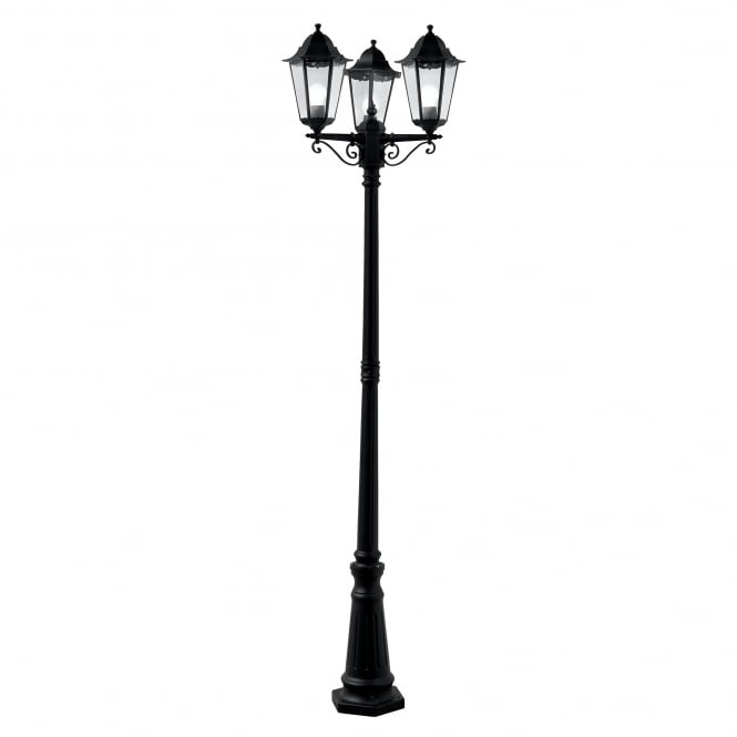 Searchlight Lighting 82540BK Alex 3 Light Outdoor Post Lamp In Black Finish With Clear Glass