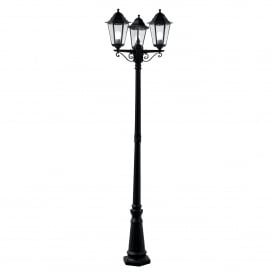 82540BK Alex 3 Light Outdoor Post Lamp In Black Finish With Clear Glass