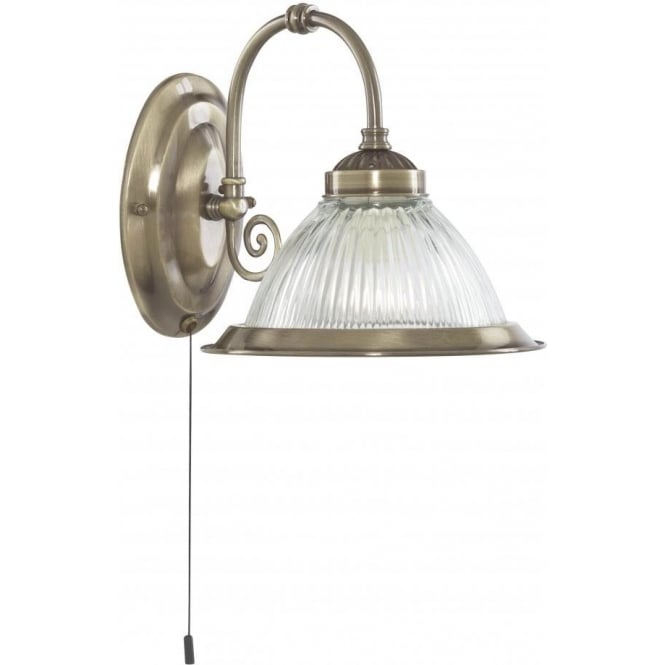 Searchlight Lighting 9341-1 American Diner Single Light Wall Fitting in Antique Brass Finish