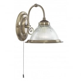 9341-1 American Diner Single Light Wall Fitting in Antique Brass Finish