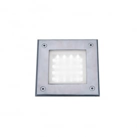 9909WH Square Stainless Steel Recessed 16 Light White LED Walkover Outdoor Fitting