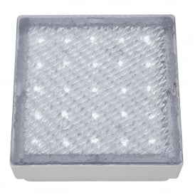 9913WH Clear LED Outdoor Recessed Square Walkover Fitting With White LED Light