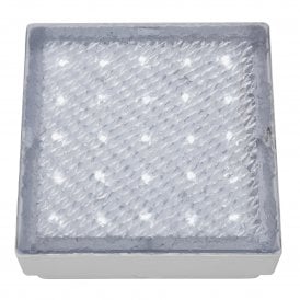 9913WH Clear LED Outdoor Recessed Square Walkover Fitting With White LED Light