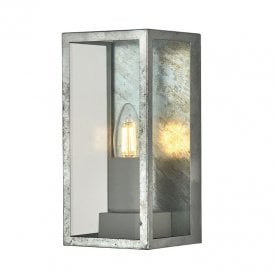 Box II Single Light Half Lantern Outdoor Wall Fitting In Galvanised Steel Finish