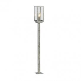 Box II Single Light Tall Outdoor Post Light In Galvanised Steel Finish