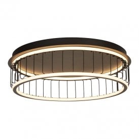 Circolo LED Large Flush Ceiling Light In Black Finish