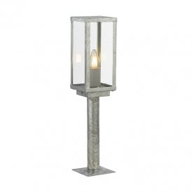 Coastal Box II Single Light Outdoor Post Light In Galvanised Steel Finish