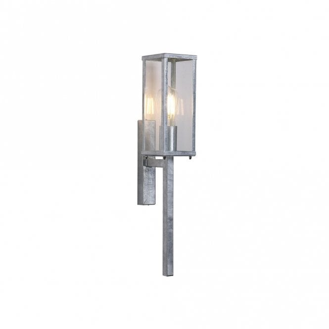 Searchlight Lighting Coastal Nelson Single Light Outdoor Clear Glass Lantern Wall Light - Galvanised Steel
