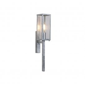 Coastal Nelson Single Light Outdoor Clear Glass Lantern Wall Light - Galvanised Steel