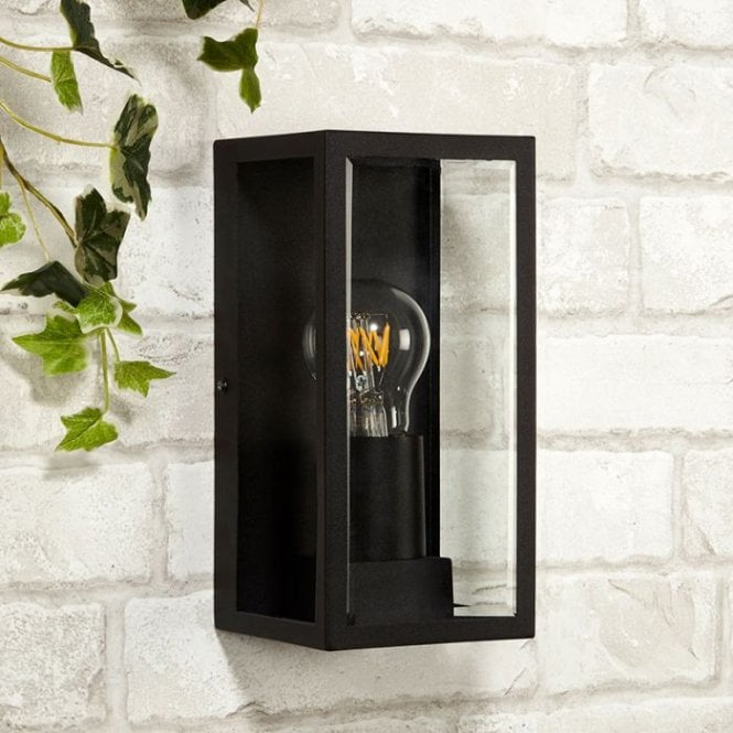 Searchlight Lighting Edison Single Light Half Lantern Outdoor Wall Fitting In Black Finish