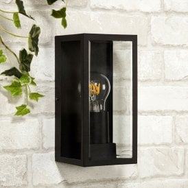 Edison Single Light Half Lantern Outdoor Wall Fitting In Black Finish