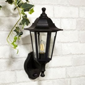 Garrett Single Light Outdoor Wall Coach Lantern with PIR Sensor In Black Finish