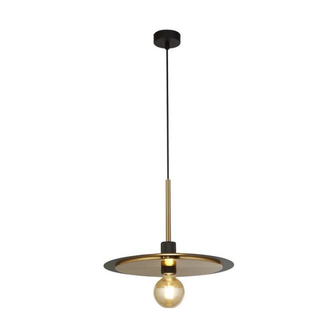 Searchlight Lighting Ivy Single Light Ceiling Pendant In Matt Black Gold Finish