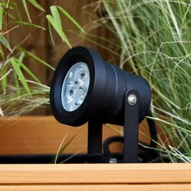 Newton LED Garden Spotlight In Black Finish With Cool White LED