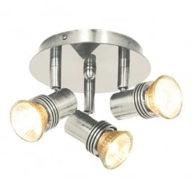 P633SS Decco 3 Light Spotlight Ceiling Fitting with Satin Silver Finish