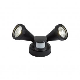 Searchlight 10W LED Outdoor Twin Floodlight with PIR Sensor - Black