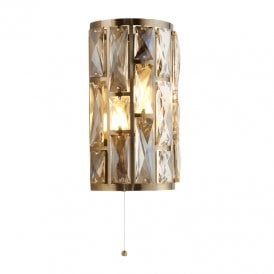 Searchlight Bijou 2 Light Champagne Glass Flush Wall Fitting In Antique Brass Finish