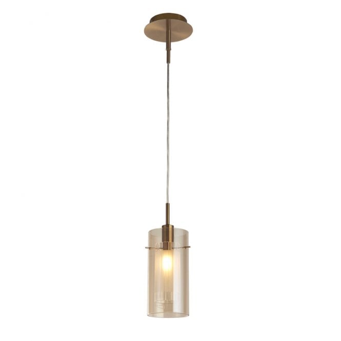 Searchlight Lighting Searchlight Duo III  Single Light Champagne Glass Ceiling Pendant In Bronze Finish