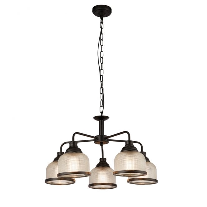 Searchlight Lighting Searchlight Highworth 5 Arm Glass Ceiling Pendant In Black Finish