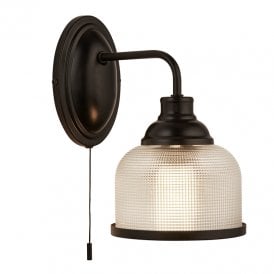 Searchlight Highworth Single Light Glass Wall Fitting In Black Finish
