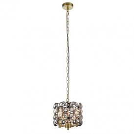 Searchlight Iris 2 Light Ceiling Pendant In Satin Brass Finish