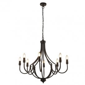 Searchlight Lodge 8 Light Chandelier In Black Finish