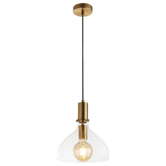 Searchlight Lighting Searchlight Margarita  Single Light Glass Ceiling Pendant In Satin Brass Finish