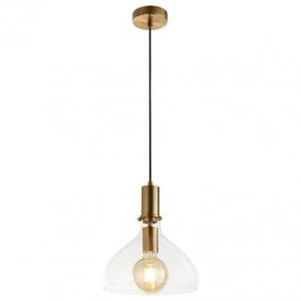 Searchlight Margarita  Single Light Glass Ceiling Pendant In Satin Brass Finish