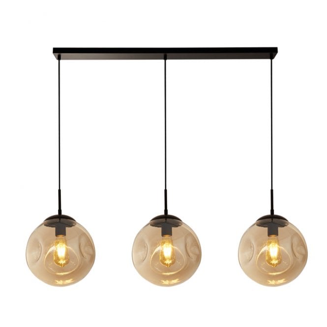 Searchlight Lighting Searchlight Punch Champagne Glass 3 Light Bar Ceiling Pendant In Matt Black Finish