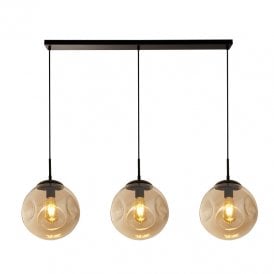 Searchlight Punch Champagne Glass 3 Light Bar Ceiling Pendant In Matt Black Finish