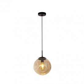 Searchlight Punch Single Light Champagne Glass Ceiling Pendant In Matt Black Finish