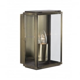Searchlight Rectangular Single Light Outdoor Wall Fitting in a Rustic Antique Brass Finish