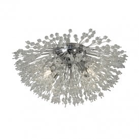 Searchlight Sunburst Large Glass 4 Light Flush Fitting In Chrome Finish