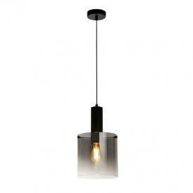Searchlight Sweden  Single Light Smoked Glass Ceiling Pendant In Matt Black Finish