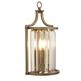 Searchlight Victoria Single Light Flush Wall Fitting In Antique Brass Finish