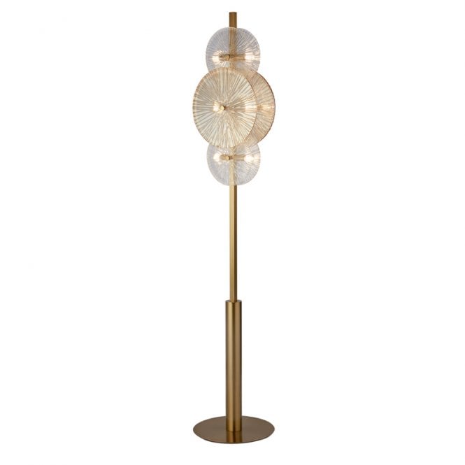 Searchlight Lighting Searchlight Wagon Wheel 6 Light Floor Lamp In Bronze Finish with Amber Glass