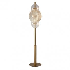 Searchlight Wagon Wheel 6 Light Floor Lamp In Bronze Finish with Amber Glass