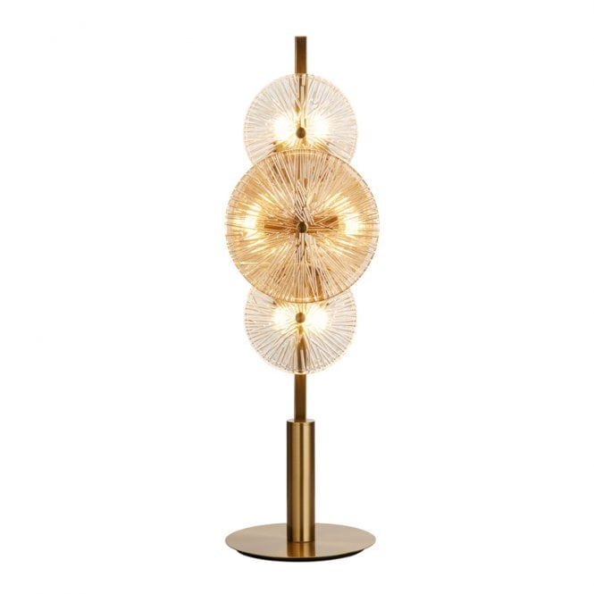 Searchlight Lighting Searchlight Wagon Wheel 6 Light Table Lamp In Bronze Finish with Amber Glass