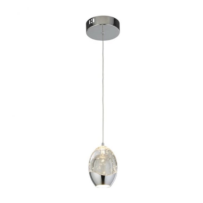 Searchlight Lighting Zara Single Light LED Ceiling Pendant In Polished Chrome Finish With Glass Shades