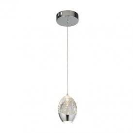 Zara Single Light LED Ceiling Pendant In Polished Chrome Finish With Glass Shades