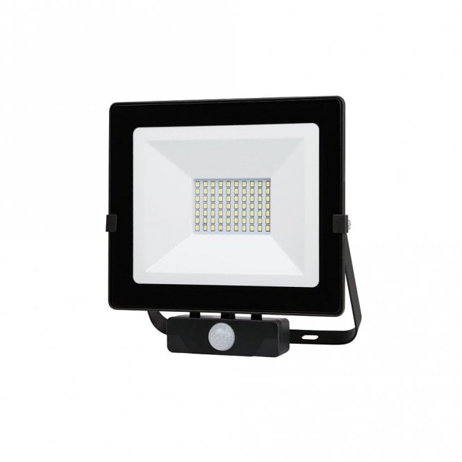 Selected By Lyco 61113 Lyco 50w Cool White Integrated Outdoor LED Floodlight In Black Finish with PIR Sensor