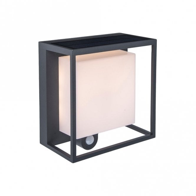 Selected By Lyco Curtis Solar Powered Integrated LED Outdoor Wall Light with PIR Sensor In Dark Grey Finish