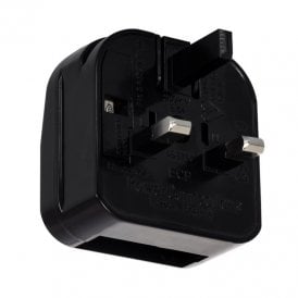 Europe Flat Head Plug to UK Plug Adaptor In Black Finish