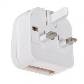 Europe Flat Head Plug to UK Plug Adaptor In White Finish