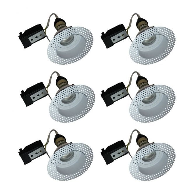 Selected By Lyco Trimless Plaster-In Tiltable Downlight - Pack of 6 - White