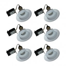 Trimless Plaster-In Tiltable Downlight - Pack of 6 - White